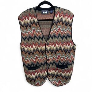 Woods & Gray Vintage‎ Style Cardigan Zigzag Chevron Patterned Vest sz L men’s